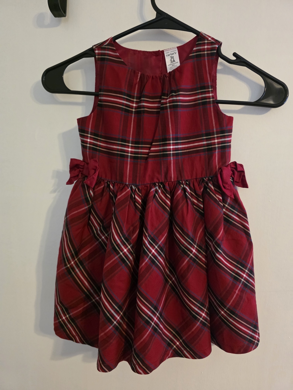 Carter's Red Plaid Bow-Accent Sleeveless Dress